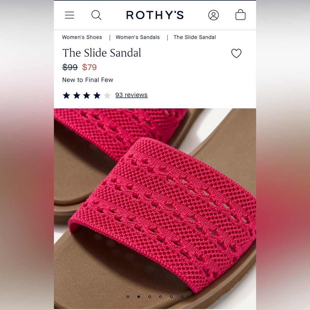 Rothy’s slide sandal rouge crochet size 10